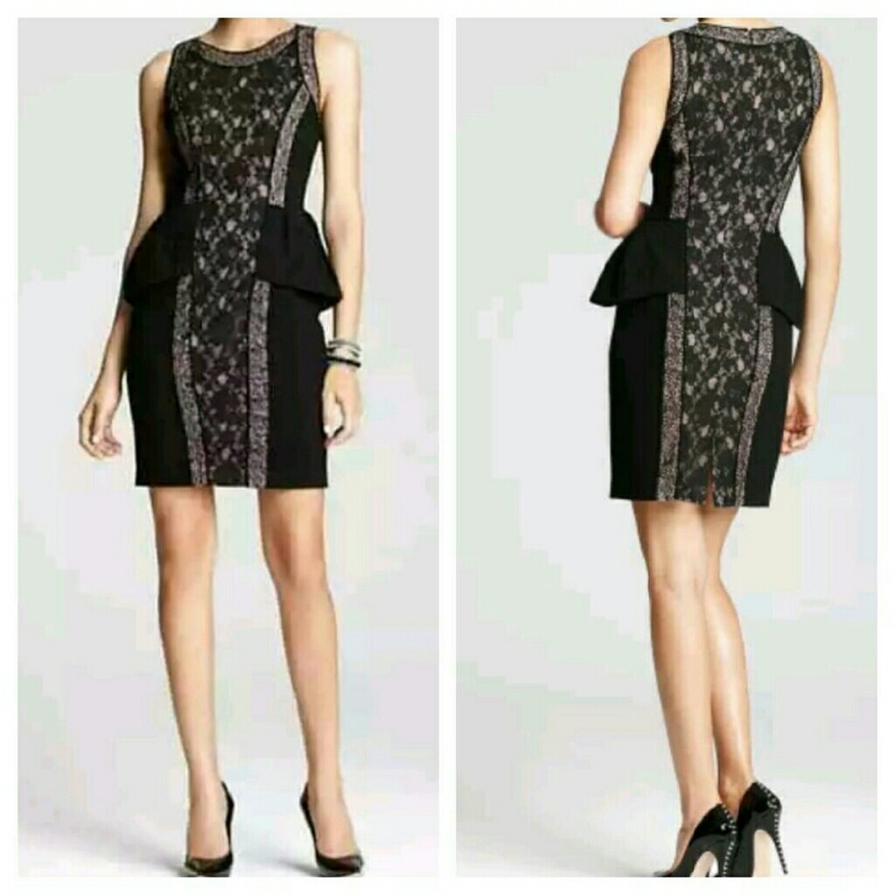 NEW BCBGmaxazria Black Lilou lace peplum dress